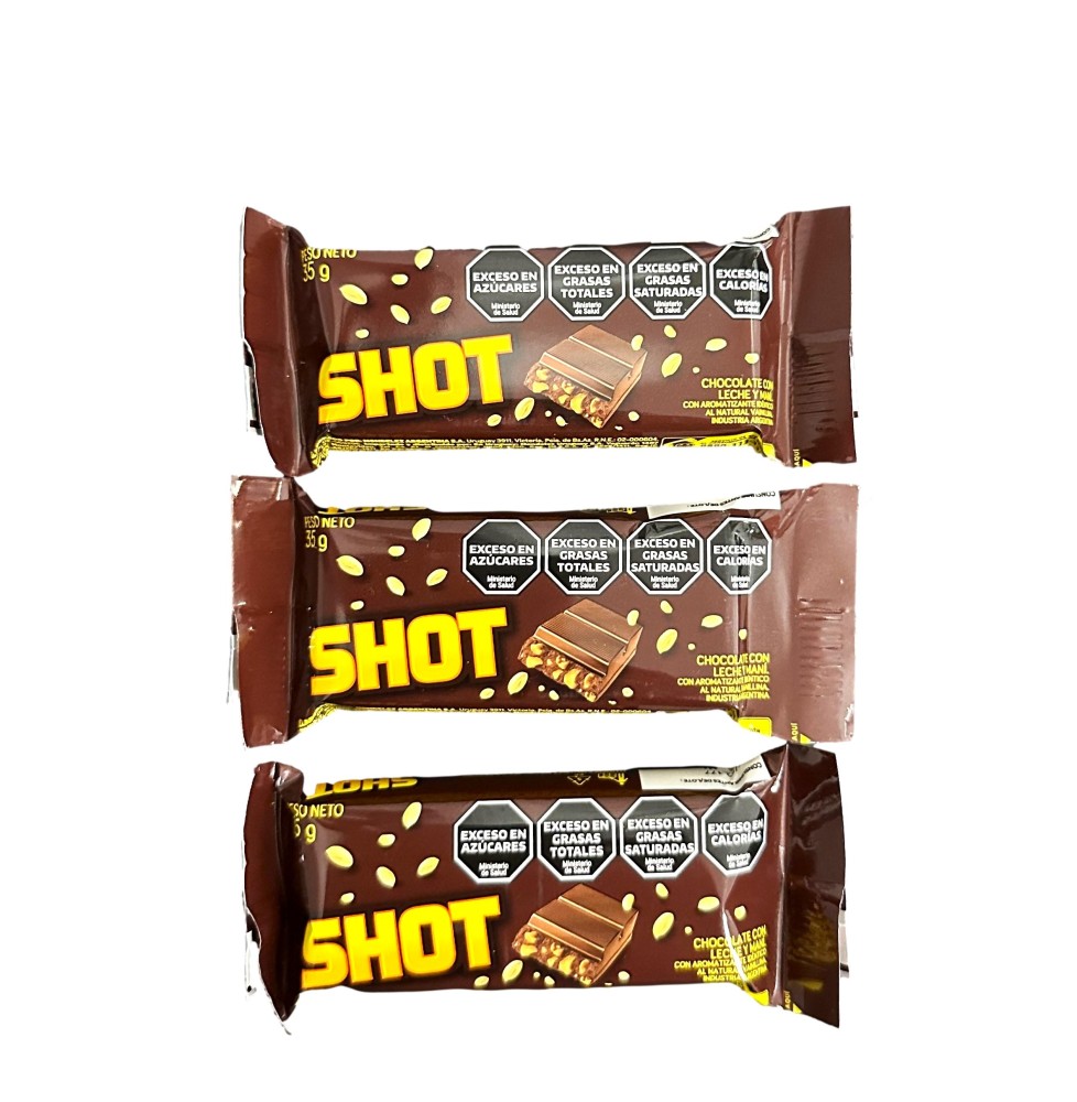 Tableta de chocolate Shot con maní 35g x 3 Uds.