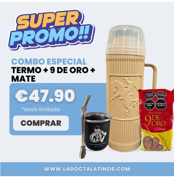 1 Termo Termolar Chamarrita (varios colores) + 9 de Oro salada + Mate de Messi