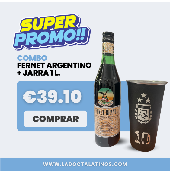 Combo Jarra de Aluminio 1L + Fernet Branca Argentino