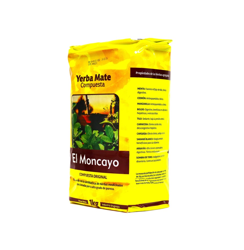 2 Packs Yerba Mate Moncayo 1kg Compuesta Original Uruguay Tea 