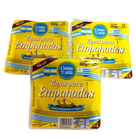 Tapas de Empanadas como las de alla  12 uds  x 3 paquetes  14 cm  460 Gr