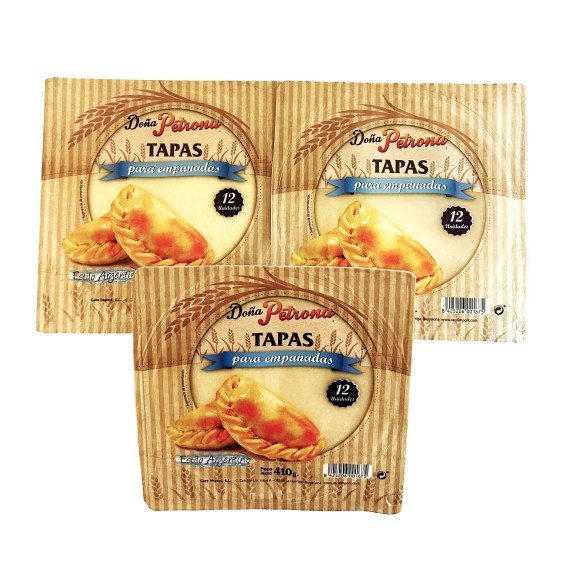 Tapas de Empanadas Doña Petrona 12 uds x 3 paquetes  410 Gr